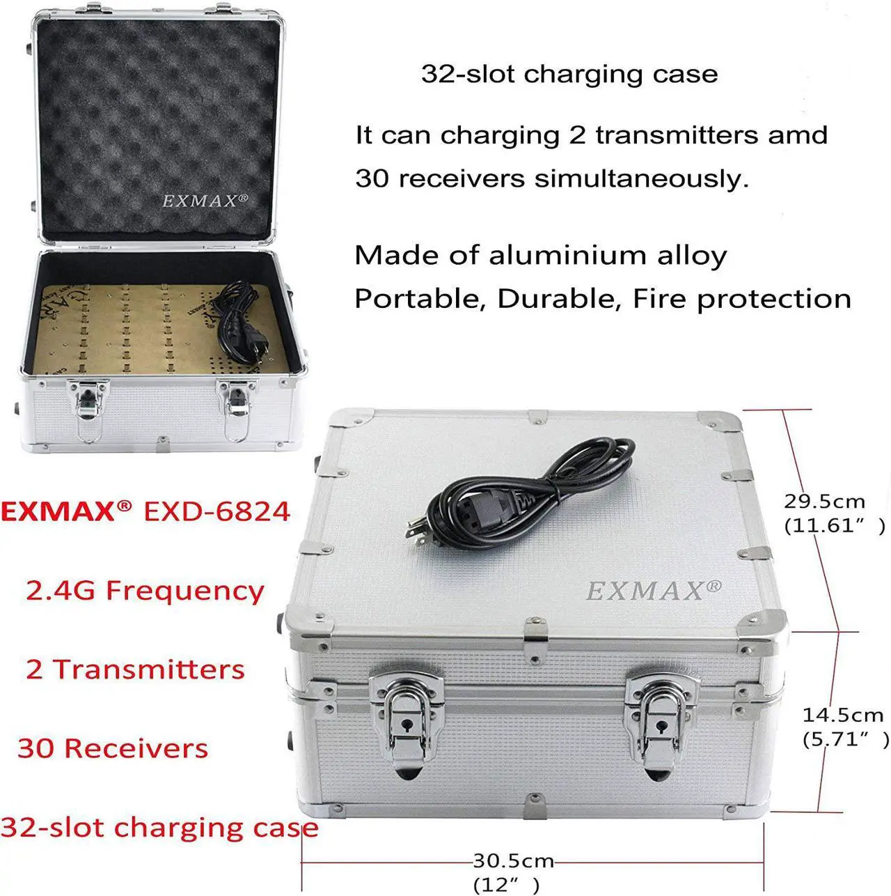 Alt view image 2 of 7 - 2.4G Hands-free Audio Tour Guide System with 9999 Channel ID for Interpreter to Simultaneous Interpretation,for Tour Guide to travel(2 Transmitters 30 Receivers & 32-slot Charge Case)