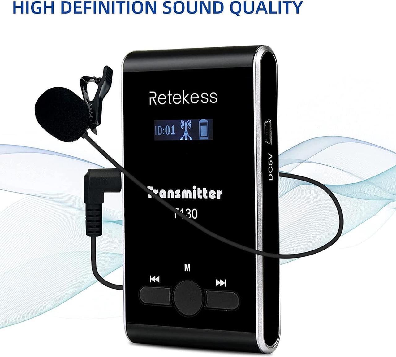 Alt view image 6 of 7 - Case of 2 Transmitter 30 Receiver 1 Charging Case, Retekess T130, Tour Guide Audio System with 2 TT123 Wireless Microphone, Church Translation Equipment for Factory, School, Training