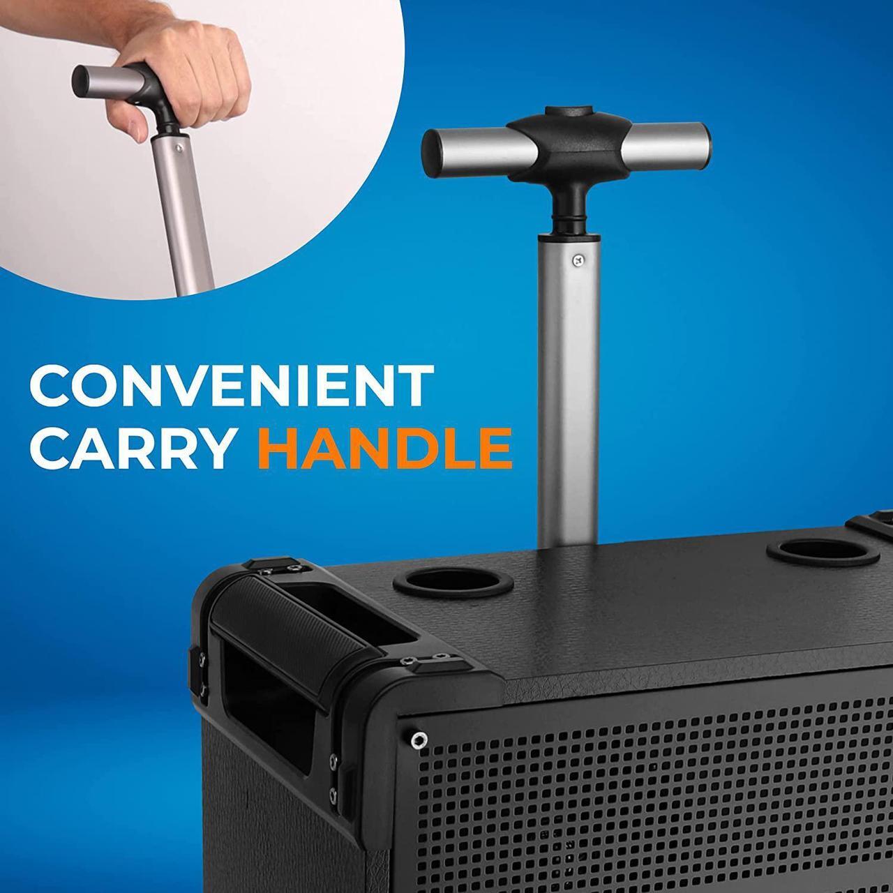 Alt view image 6 of 7 - 8'' Portable Wireless Bluetooth Speaker System - Built-in Rechargeable Battery, Wireless Microphone, USB/Micro SD/FM - 350 Watt - FM Radio with Digital LED Display