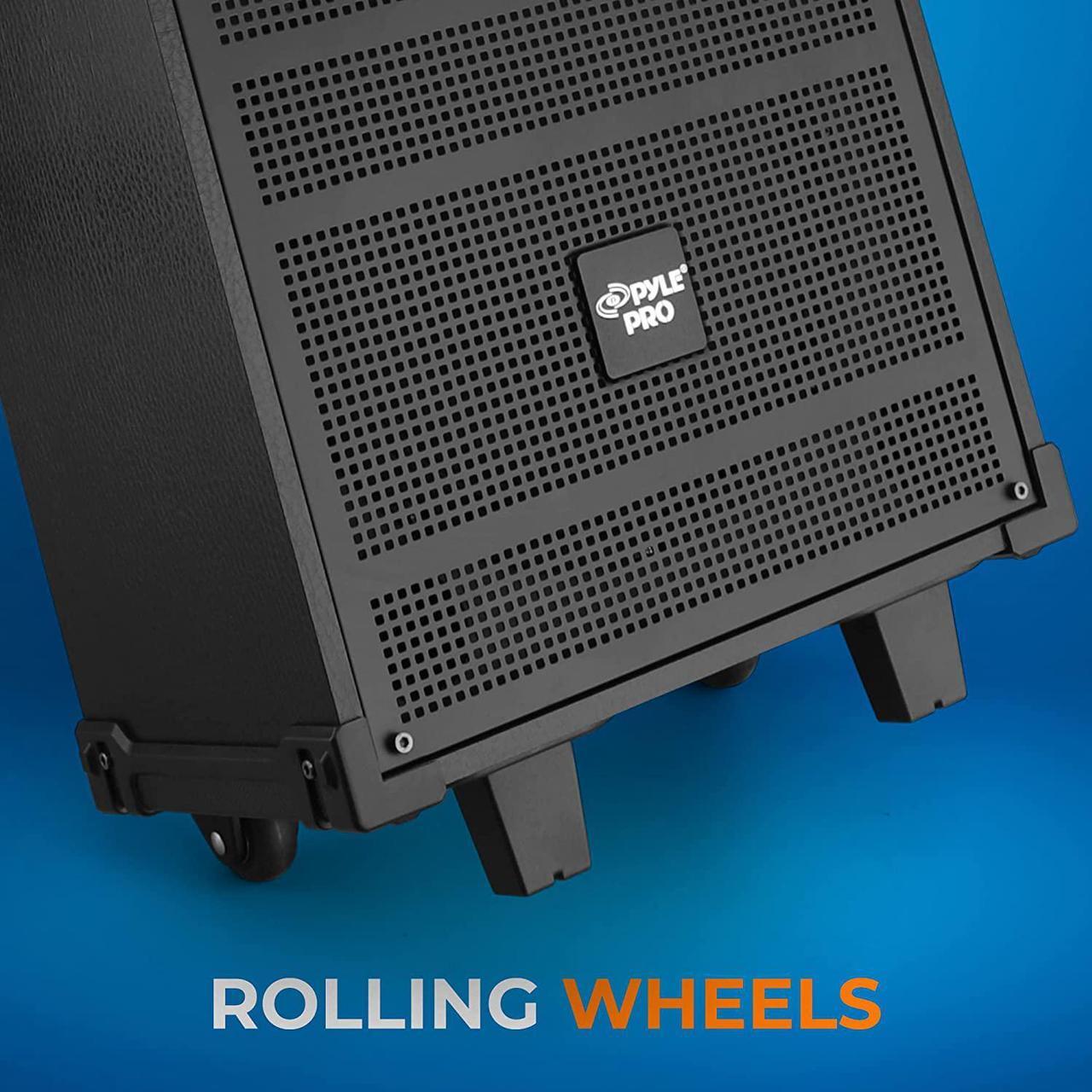 Alt view image 7 of 7 - 8'' Portable Wireless Bluetooth Speaker System - Built-in Rechargeable Battery, Wireless Microphone, USB/Micro SD/FM - 350 Watt - FM Radio with Digital LED Display