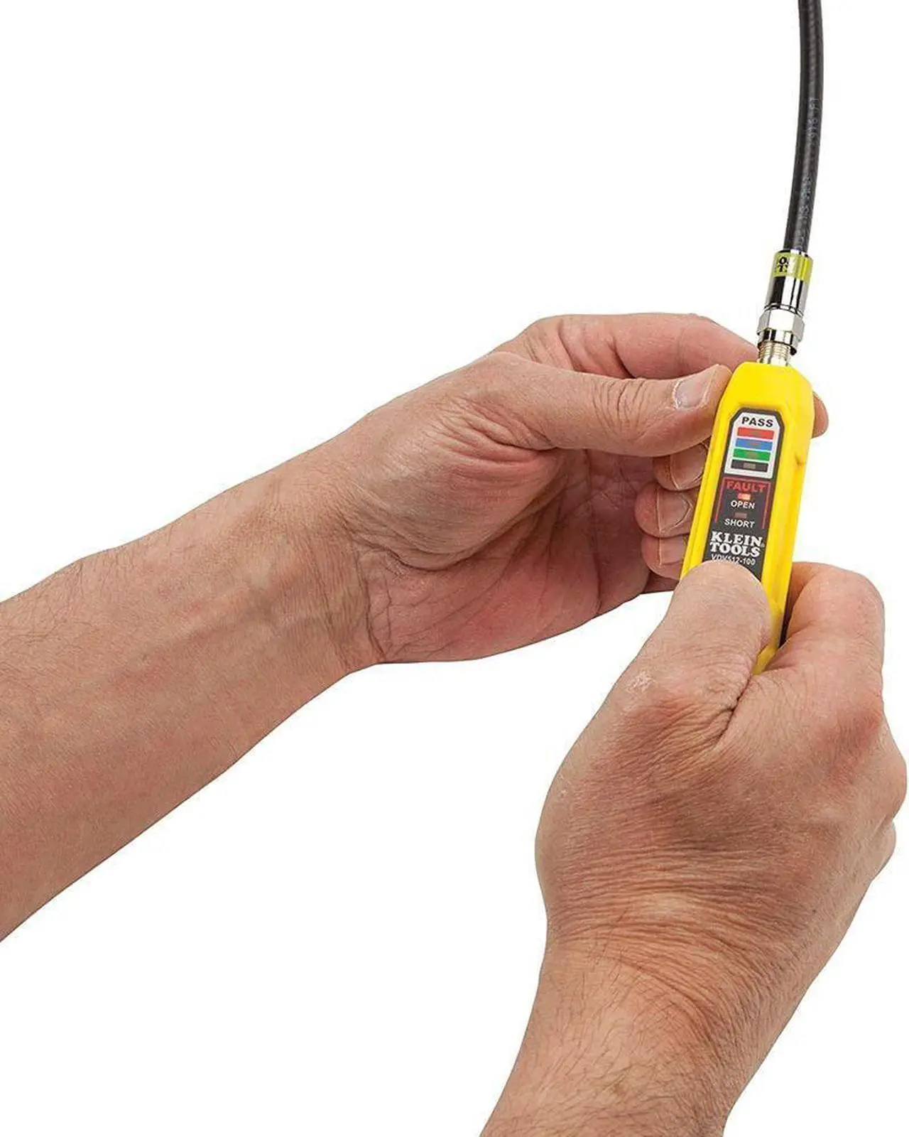 Alt view image 5 of 12 - Klein Tools VDV002-818 Coax Install and Test Kit with Crimp Tool, Includes Tester, Stripper and Universal F Connectors