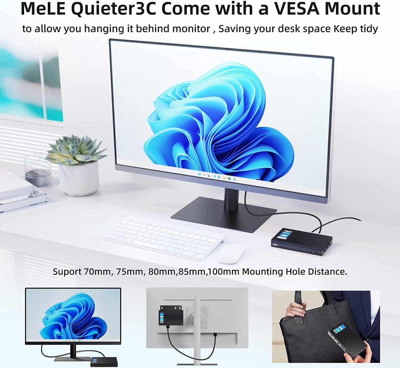 Alt view image 3 of 7 - Mini PC Computer N5105(up to 2.9GHz) Mini Desktop Computers Windows 11 Pro, 8GB DDR(2933MHz)/ 256GB eMMC Micro Computer Tower Support 4K HDR Dual Wi-Fi6 BT 5.2 for Business Home Office