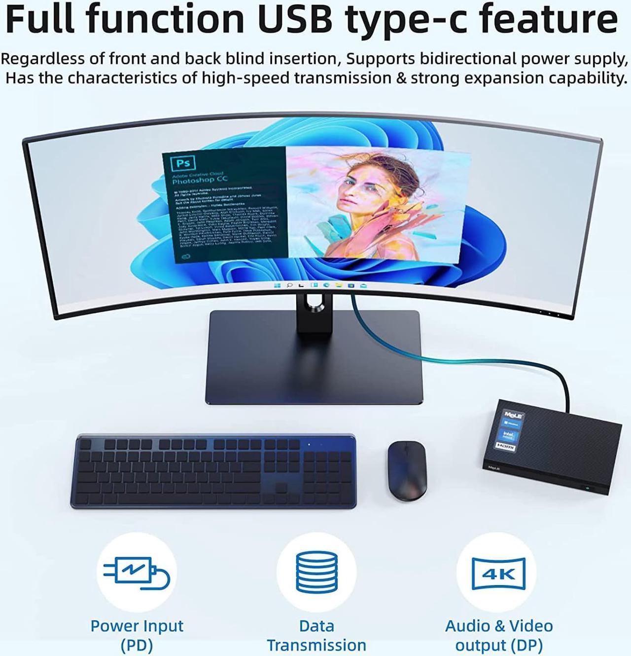 Alt view image 7 of 7 - Mini PC Computer N5105(up to 2.9GHz) Mini Desktop Computers Windows 11 Pro, 8GB DDR(2933MHz)/ 256GB eMMC Micro Computer Tower Support 4K HDR Dual Wi-Fi6 BT 5.2 for Business Home Office