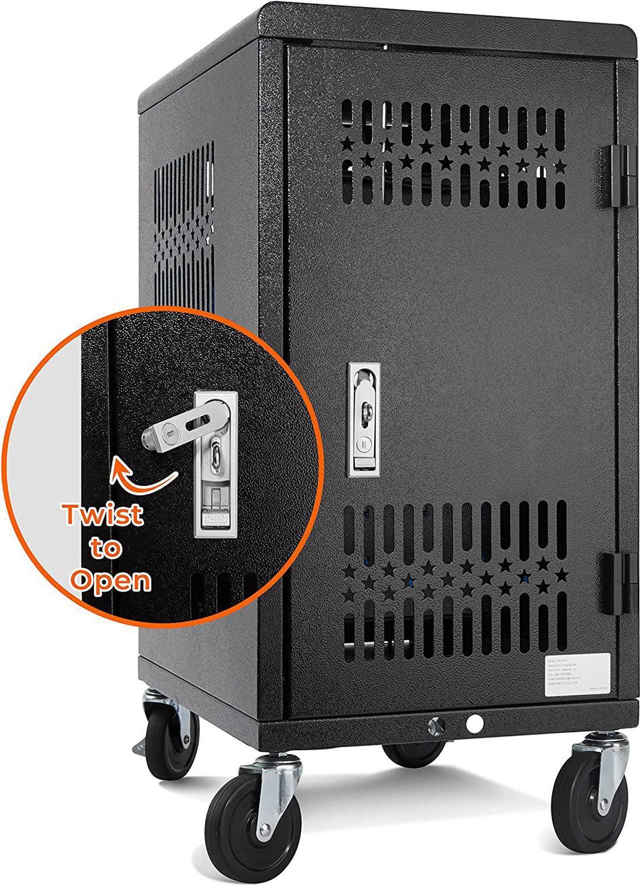 Alt view image 7 of 7 - Pre-Assembled American Style Heavy-Duty 20 Bay Laptop Charging Cart for School Classroom Storing and Charing 20 Chromebook, Laptop, and Tablet