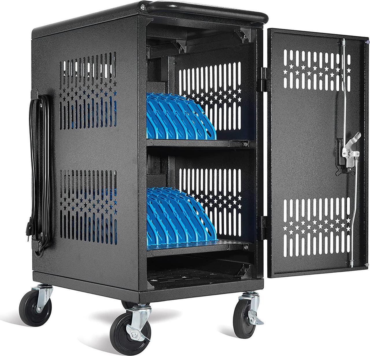 Main image of Pre-Assembled American Style Heavy-Duty 20 Bay Laptop Charging Cart for School Classroom Storing and Charing 20 Chromebook, Laptop, and Tablet