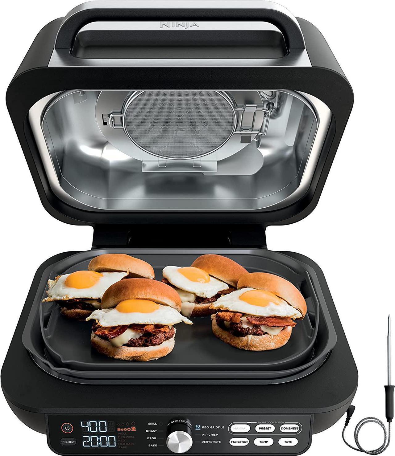 Main image of Ninja Foodi Smart XL Pro 7-in-1 Indoor Grill/Griddle Combo, use Opened or Closed, with Griddle, Air Fry, Dehydrate & More, Pro Power Grate, Flat Top Griddle, Crisper, Smart Thermometer, IG651Black
