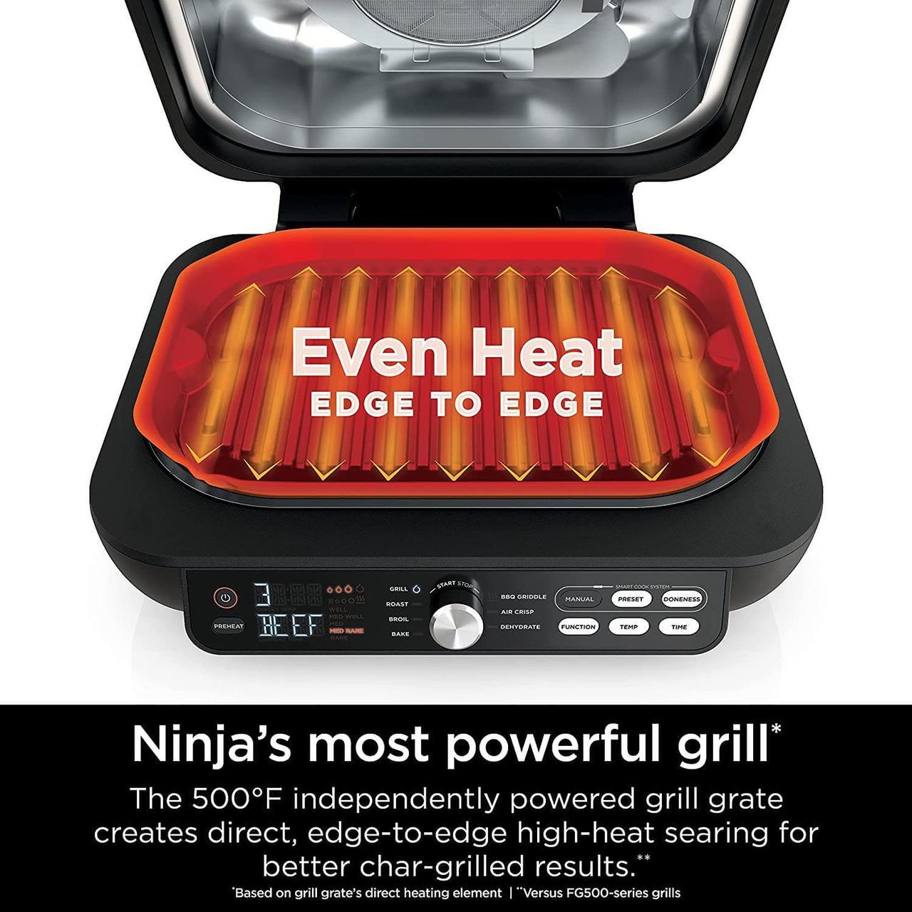 Alt view image 3 of 7 - Ninja Foodi Smart XL Pro 7-in-1 Indoor Grill/Griddle Combo, use Opened or Closed, with Griddle, Air Fry, Dehydrate & More, Pro Power Grate, Flat Top Griddle, Crisper, Smart Thermometer, IG651Black