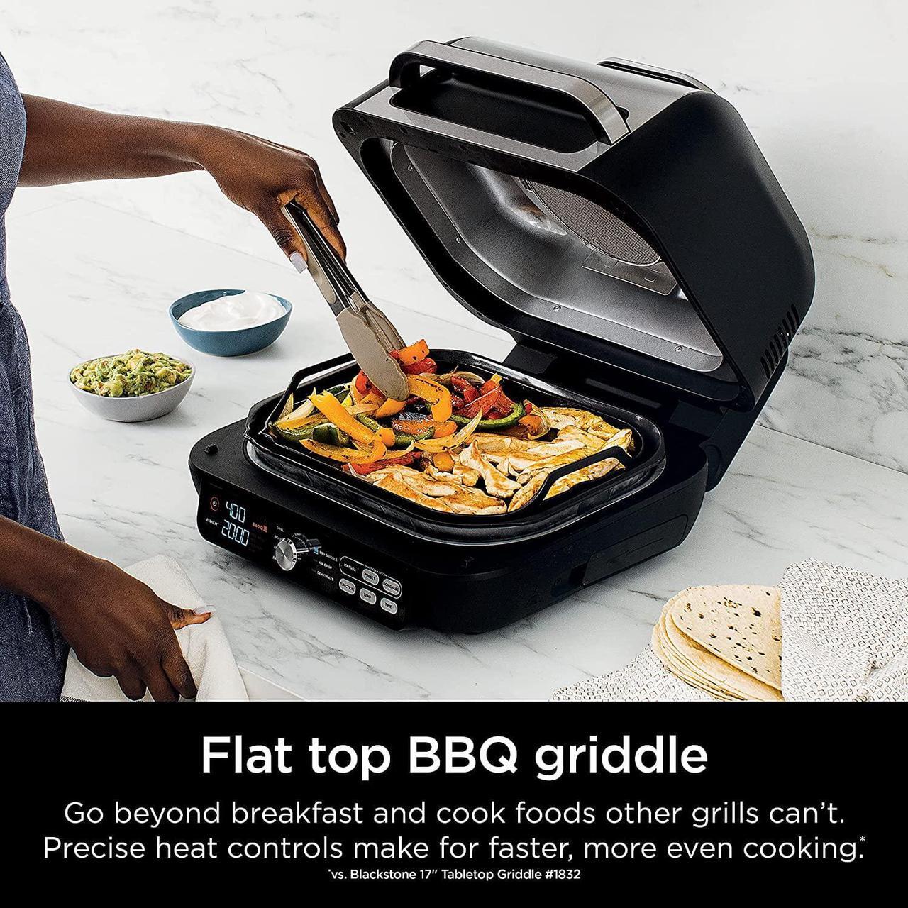 Alt view image 4 of 7 - Ninja Foodi Smart XL Pro 7-in-1 Indoor Grill/Griddle Combo, use Opened or Closed, with Griddle, Air Fry, Dehydrate & More, Pro Power Grate, Flat Top Griddle, Crisper, Smart Thermometer, IG651Black