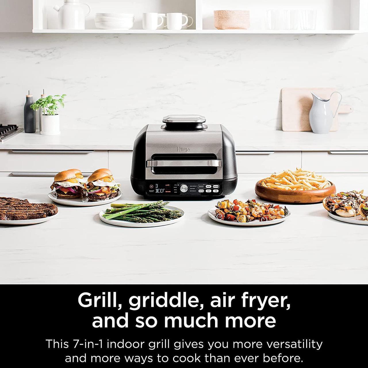 Alt view image 2 of 7 - Ninja Foodi Smart XL Pro 7-in-1 Indoor Grill/Griddle Combo, use Opened or Closed, with Griddle, Air Fry, Dehydrate & More, Pro Power Grate, Flat Top Griddle, Crisper, Smart Thermometer, IG651Black
