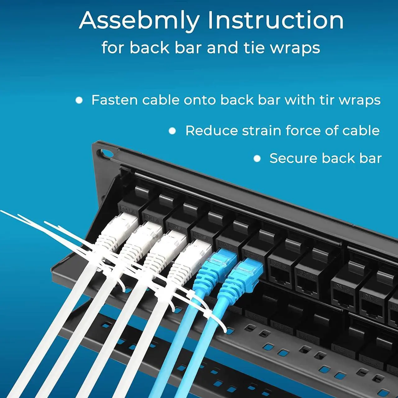 Alt view image 7 of 7 - Patch Panel 48 Port Cat6 with Inline Keystone 10G Support,Pass-Thru Coupler Patch Panel UTP 19-Inch with Removable Back Bar, 1U Network Patch Panel for Cat6, Cat5e, Cat5 Cabling