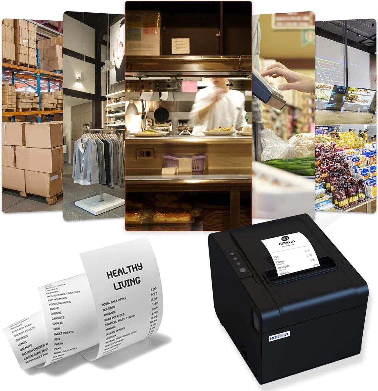 Alt view image 5 of 5 - POS Printer, 80mm USB Thermal Receipt Printer, Restaurant Kitchen Printer with Auto Cutter Support Cash Drawer,USB Serial Ethernet Interface Optional for Windows/Mac/Linux (RP326)