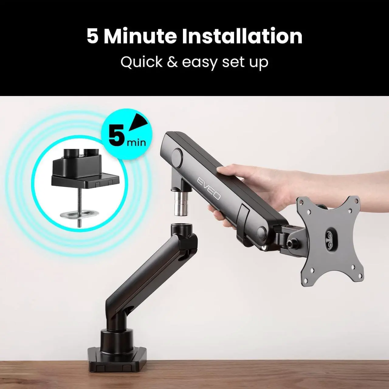 Alt view image 3 of 6 - Premium Single Monitor Arm - Adjustable Monitor Desk Mount - Full Swivel Single Monitor Mount Stand for 17 to 32 inch Computer Monitor Mount VESA Mount, Holds 17.6lbs/arm - Desk Monitor Mount