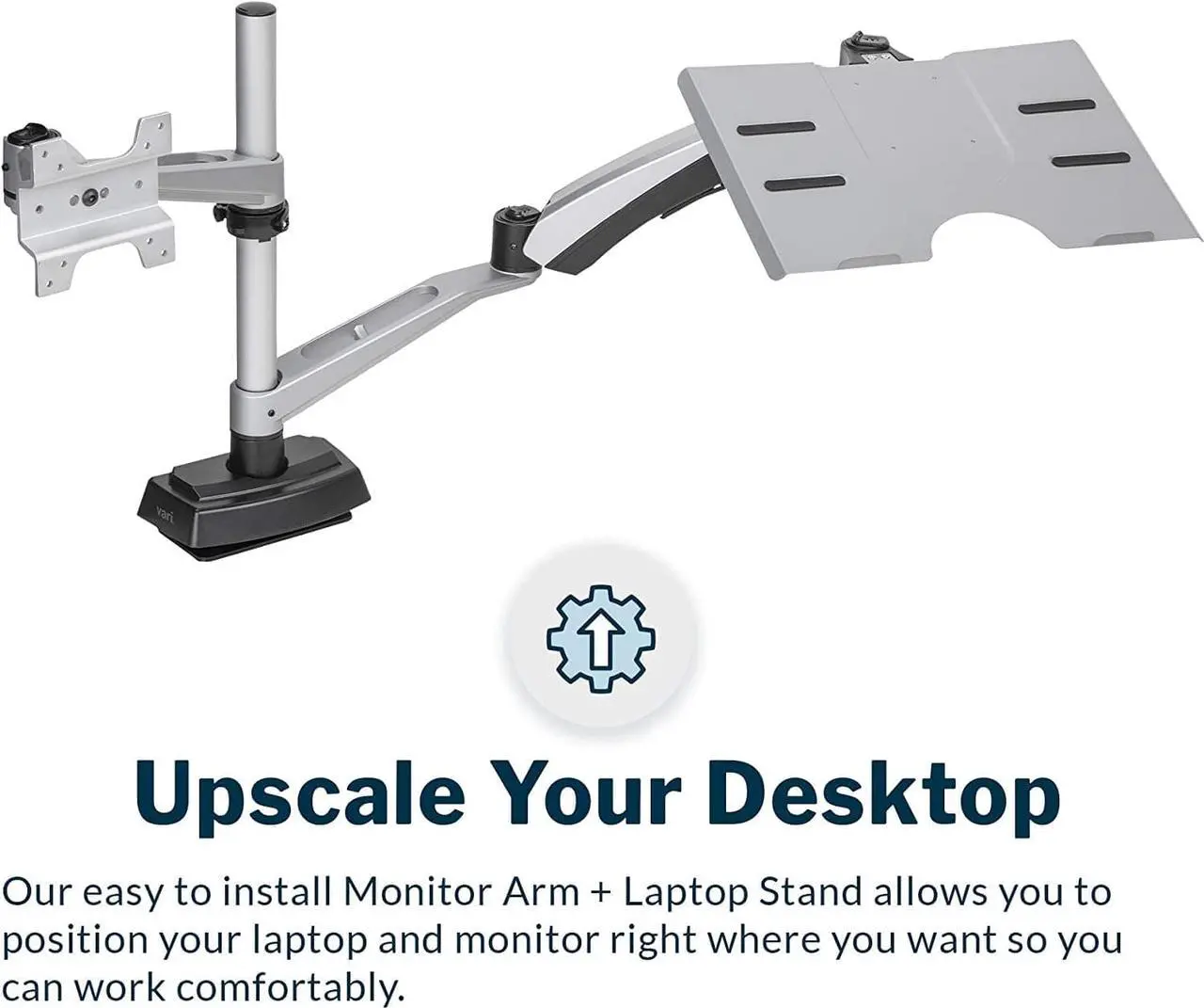 Alt view image 2 of 7 - Monitor Arm + Laptop Stand - VESA Monitor Mount with 360 Degree Rotation & 15" Laptop Stand with Adjustable Height - Monitor up to 27 inches, 19.8 lbs - Single Monitor & Laptop Mount