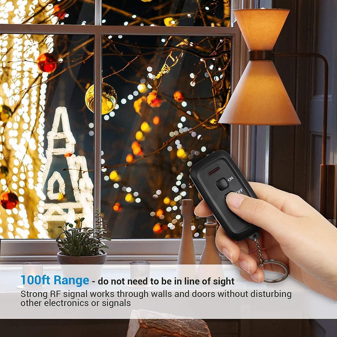 Alt view image 4 of 7 - DEWENWILS Wireless Remote Control Outdoor Outlet with 2 Remotes, Electrical Plug in Light Switch Weatherproof,15 AMP Heavy Duty, 7-Inch Extension Cord, 100 FT Range, Halloween Decoration, ETL Listed