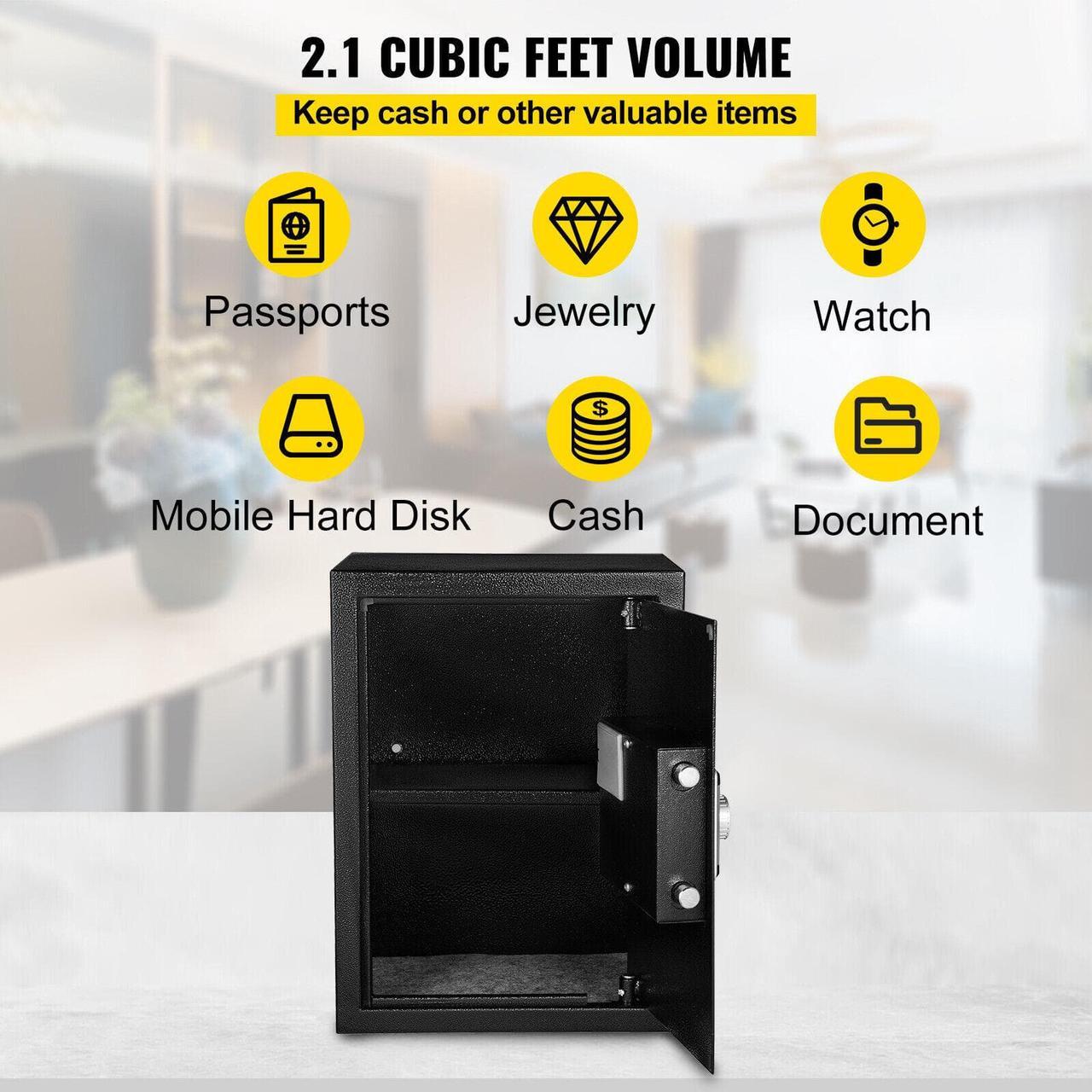 Alt view image 5 of 7 - Safe Box Lock Security 2.1 Cubic Feet Fingerprint Biometric Home Office