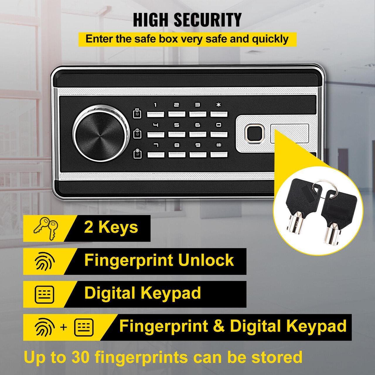 Alt view image 3 of 7 - Safe Box Lock Security 2.1 Cubic Feet Fingerprint Biometric Home Office