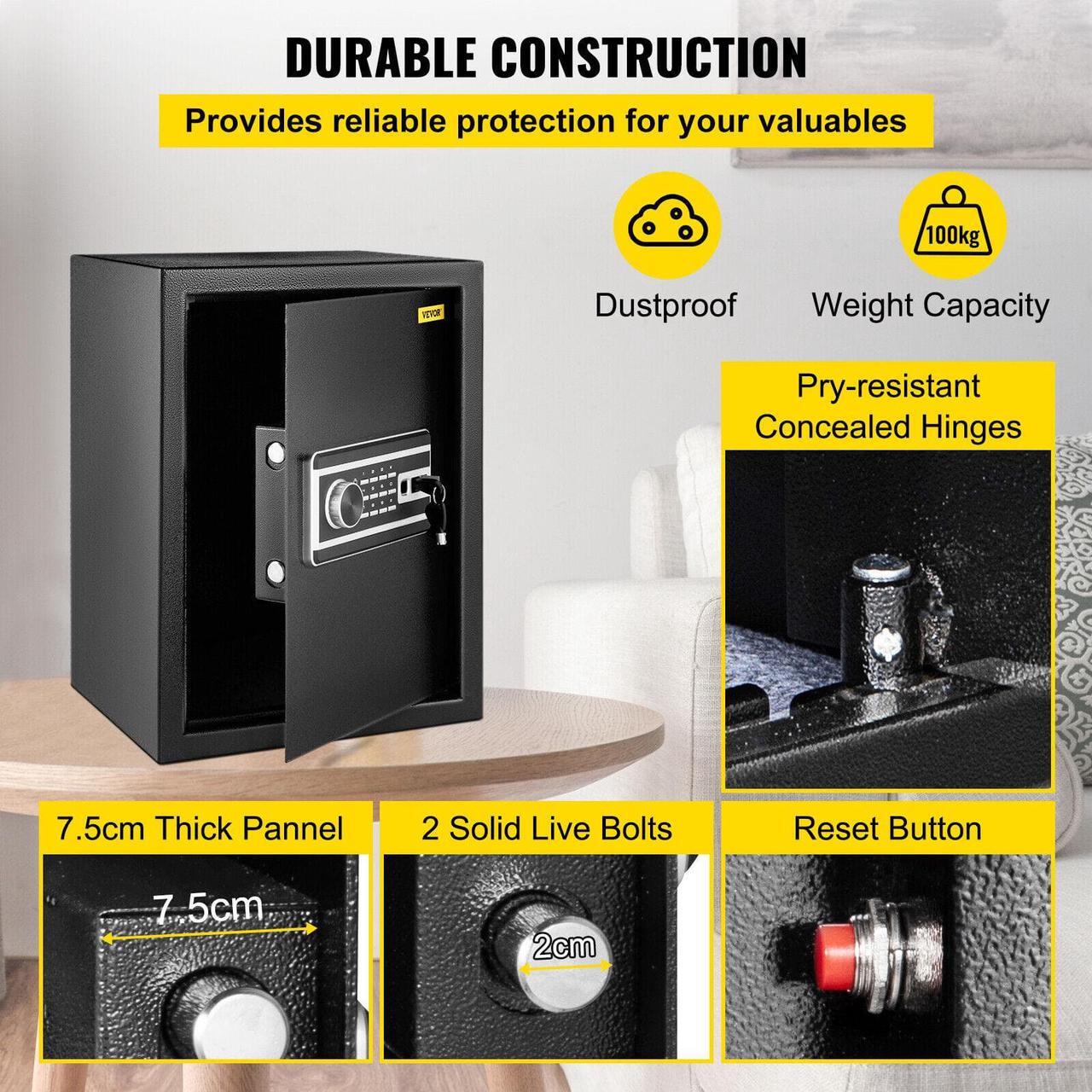 Alt view image 4 of 7 - Safe Box Lock Security 2.1 Cubic Feet Fingerprint Biometric Home Office