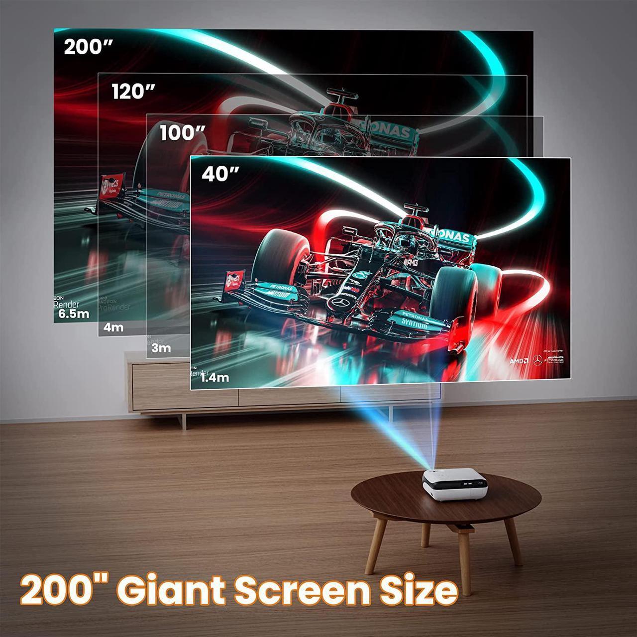Alt view image 5 of 7 - Projector, Native 1080P Bluetooth Projector with 100''Screen, 9500L Portable Outdoor Movie Projector Compatible with Smartphone, HDMI,USB,AV,Fire Stick, PS5