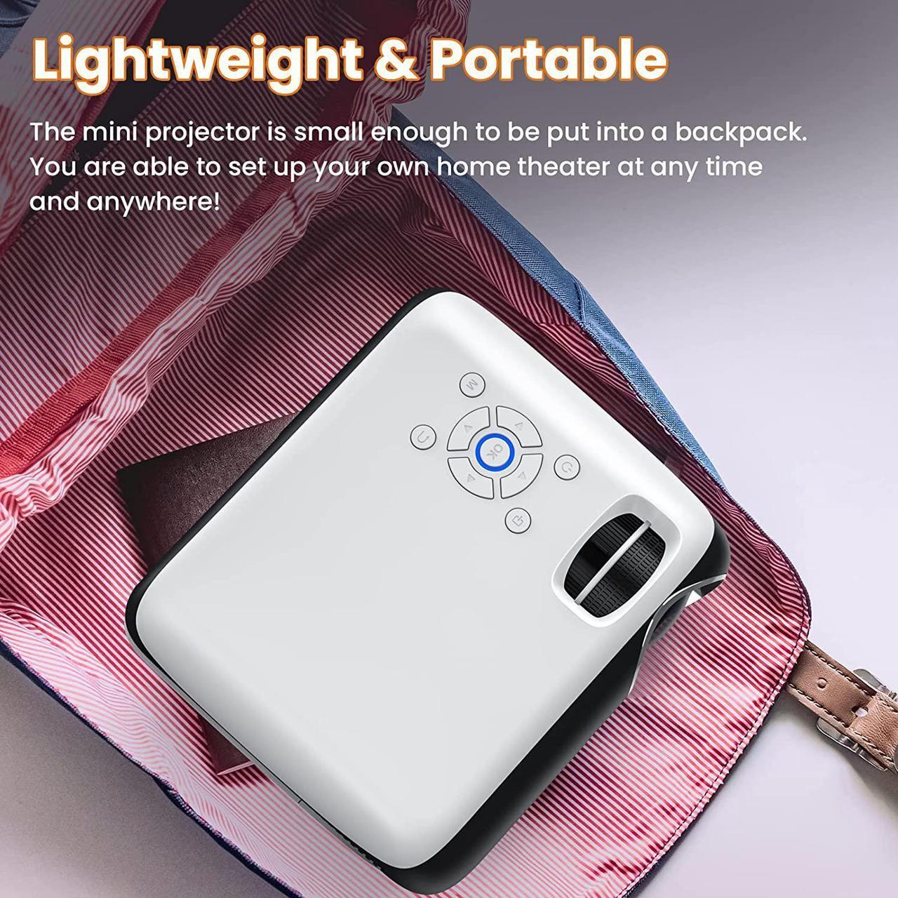 Alt view image 6 of 7 - Projector, Native 1080P Bluetooth Projector with 100''Screen, 9500L Portable Outdoor Movie Projector Compatible with Smartphone, HDMI,USB,AV,Fire Stick, PS5