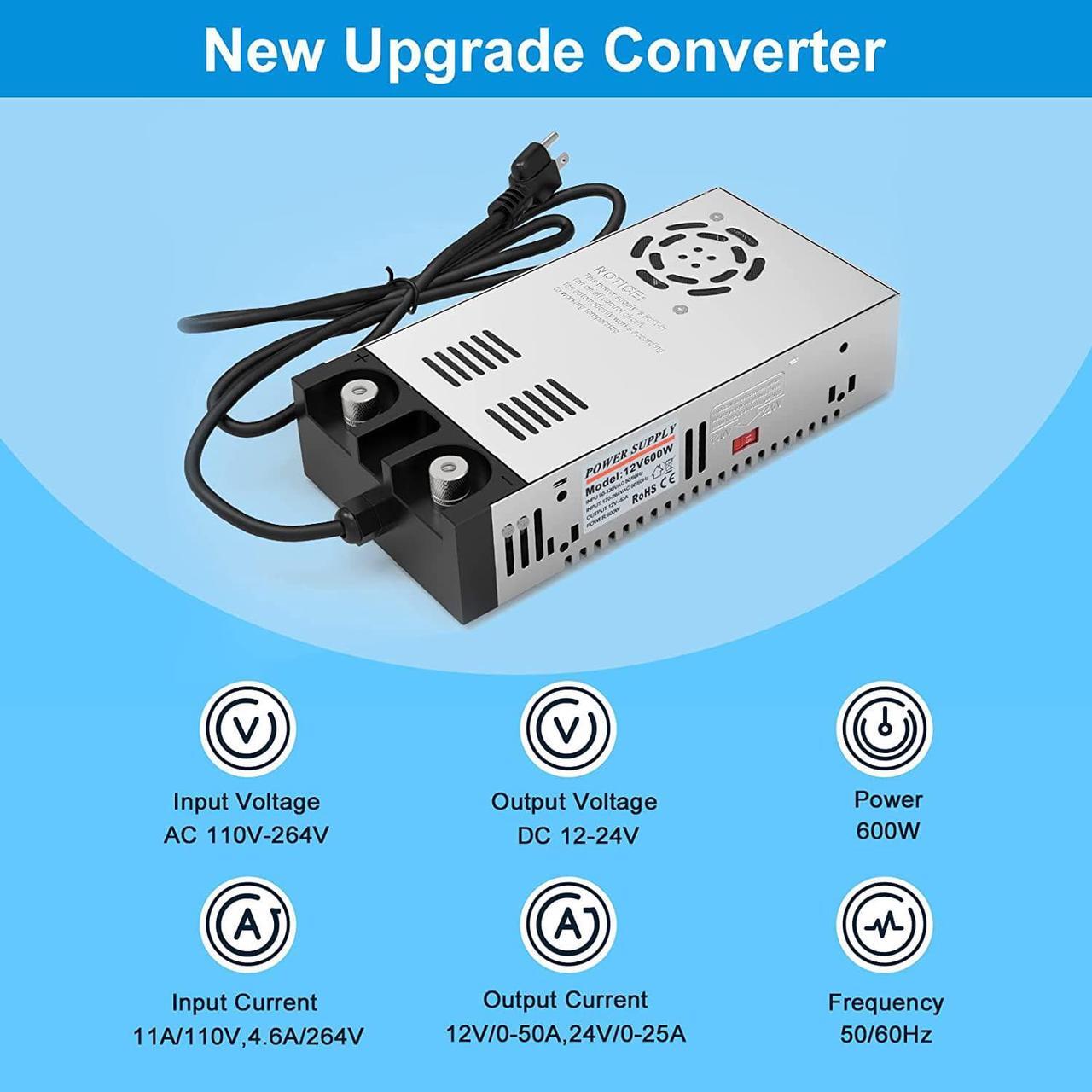 Alt view image 2 of 7 - Converter 110V AC to 12V DC Power Supply Transformer Adapter Charger Max 600W 50A