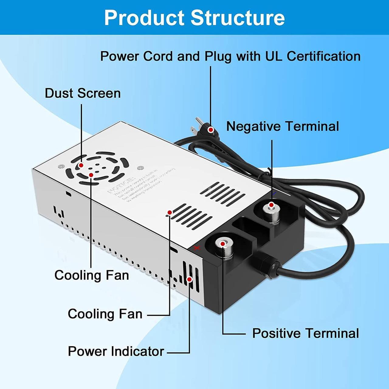 Alt view image 7 of 7 - Converter 110V AC to 12V DC Power Supply Transformer Adapter Charger Max 600W 50A