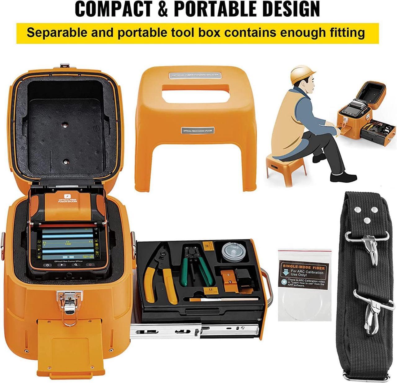 Alt view image 5 of 7 - AI-9 Fiber Fusion Splicer with 5 Seconds Splicing Time Melting 15 Seconds Heating 7800mah Fusion Splicer Machine Optical Fiber Cleaver Kit for Optical Fiber & Cable Projects