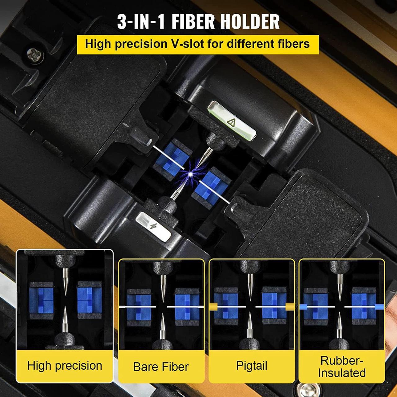 Alt view image 4 of 7 - AI-9 Fiber Fusion Splicer with 5 Seconds Splicing Time Melting 15 Seconds Heating 7800mah Fusion Splicer Machine Optical Fiber Cleaver Kit for Optical Fiber & Cable Projects