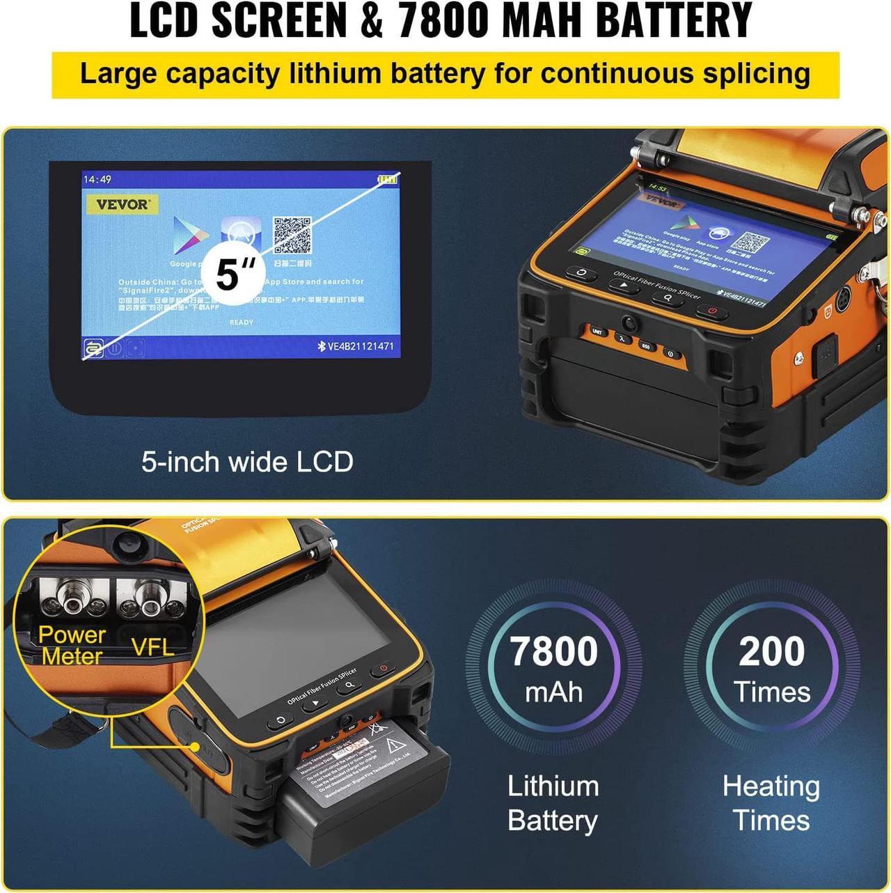 Alt view image 6 of 7 - AI-9 Fiber Fusion Splicer with 5 Seconds Splicing Time Melting 15 Seconds Heating 7800mah Fusion Splicer Machine Optical Fiber Cleaver Kit for Optical Fiber & Cable Projects