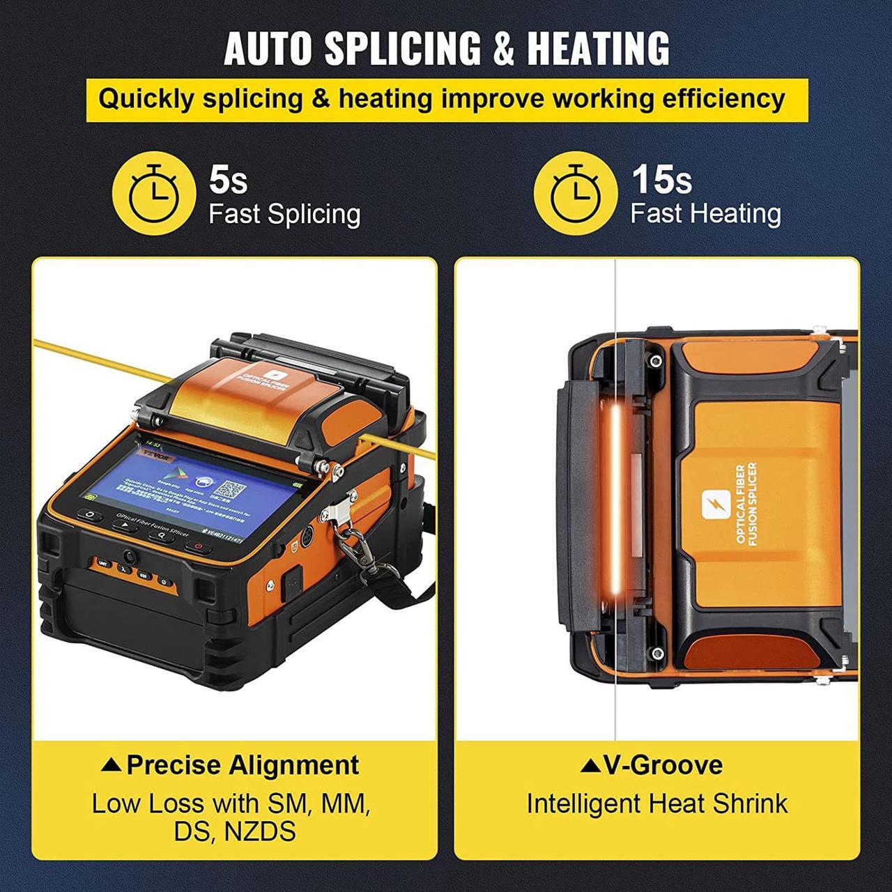 Alt view image 3 of 7 - AI-9 Fiber Fusion Splicer with 5 Seconds Splicing Time Melting 15 Seconds Heating 7800mah Fusion Splicer Machine Optical Fiber Cleaver Kit for Optical Fiber & Cable Projects