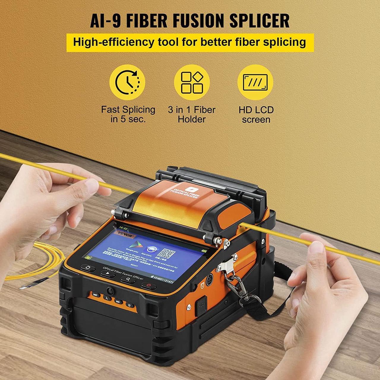 Alt view image 2 of 7 - AI-9 Fiber Fusion Splicer with 5 Seconds Splicing Time Melting 15 Seconds Heating 7800mah Fusion Splicer Machine Optical Fiber Cleaver Kit for Optical Fiber & Cable Projects