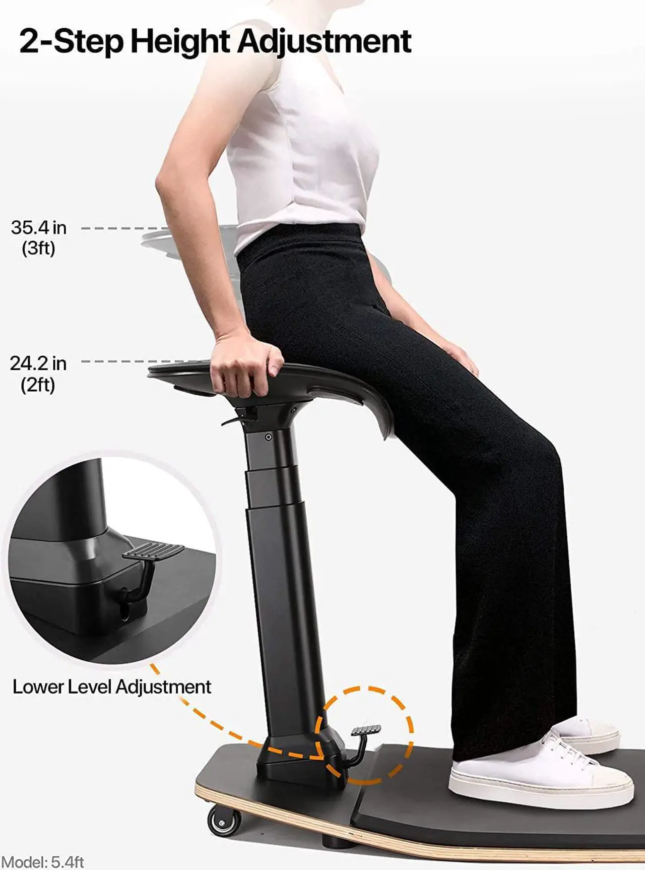 Alt view image 2 of 6 - Standing Desk Chair with Adjustable Height and Anti-Fatigue Mat for Standing, Leaning, Perching, and Sitting, Ergonomic Stool for Support, Standup Leaning Chair for Standing Desk
