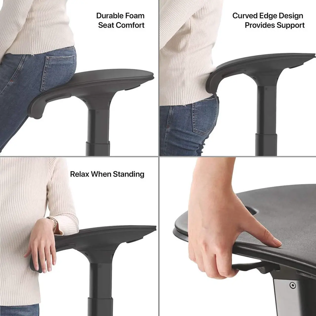 Alt view image 3 of 6 - Standing Desk Chair with Adjustable Height and Anti-Fatigue Mat for Standing, Leaning, Perching, and Sitting, Ergonomic Stool for Support, Standup Leaning Chair for Standing Desk