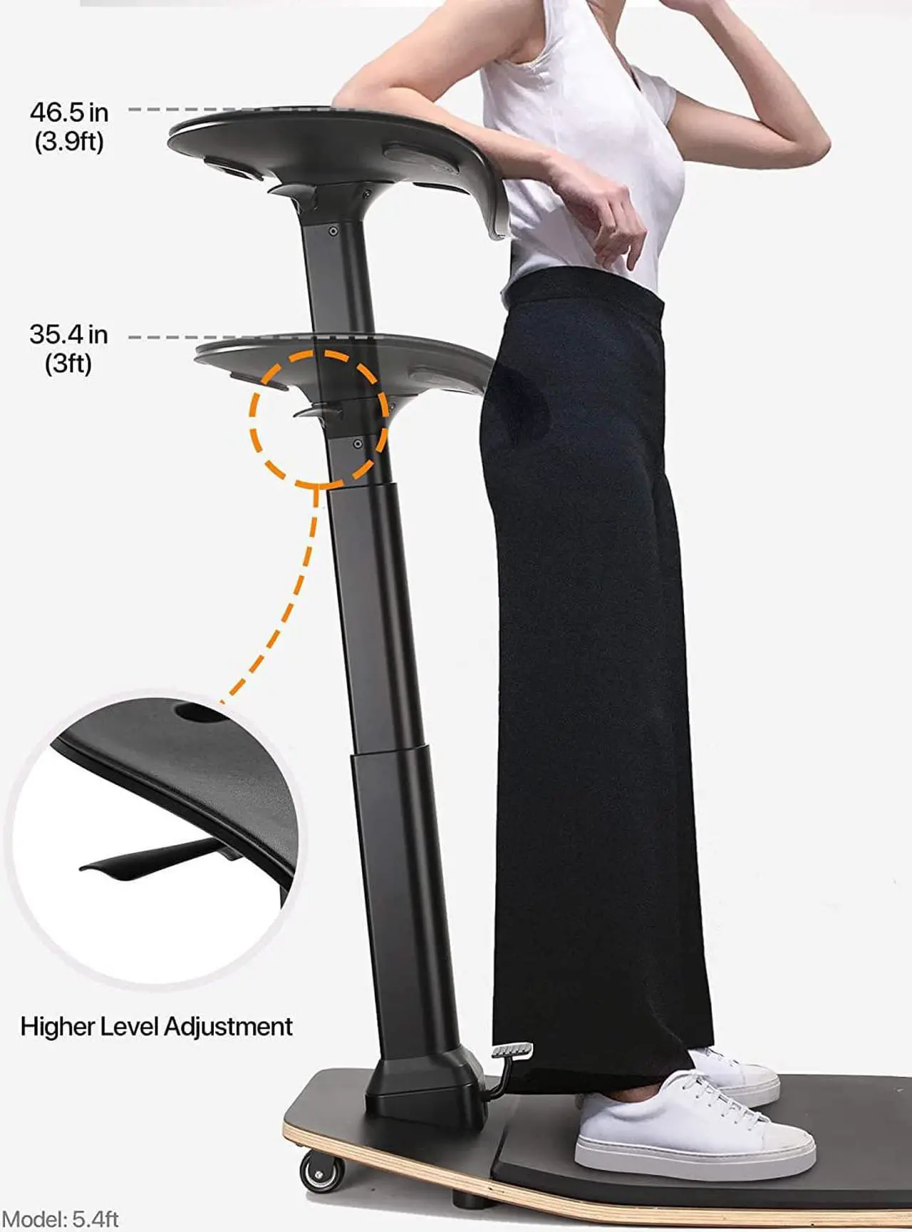Alt view image 4 of 6 - Standing Desk Chair with Adjustable Height and Anti-Fatigue Mat for Standing, Leaning, Perching, and Sitting, Ergonomic Stool for Support, Standup Leaning Chair for Standing Desk