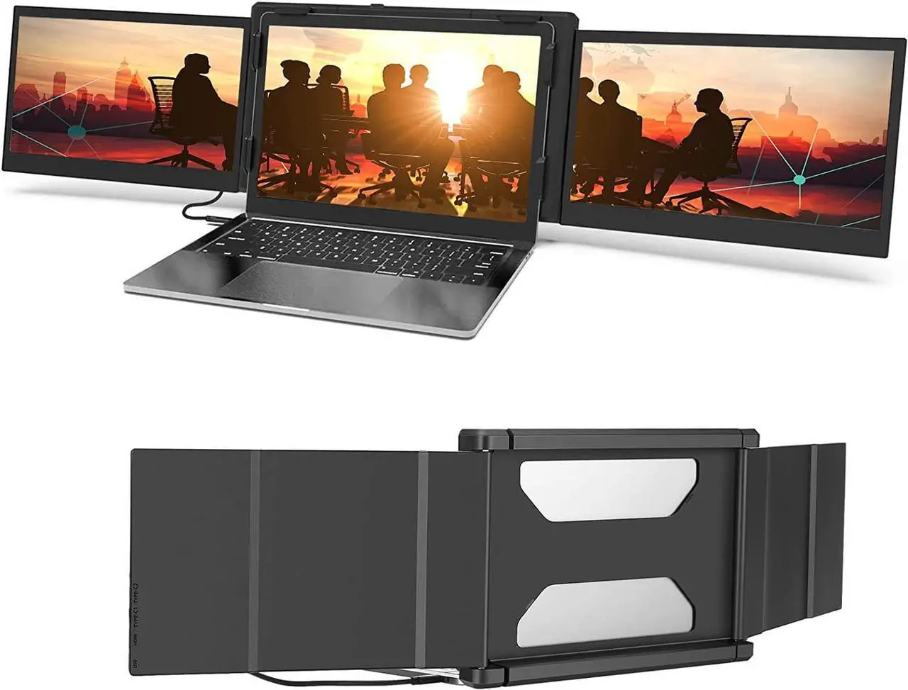 Main image of Laptop Screen Extender, 12 Full HD IPS Display Portabe Monitor for Laptop, KEFEYA Attachable Dual Monitor, HDMI/USB-A/Type-C Plug and Play for Windows, Chrome & Mac