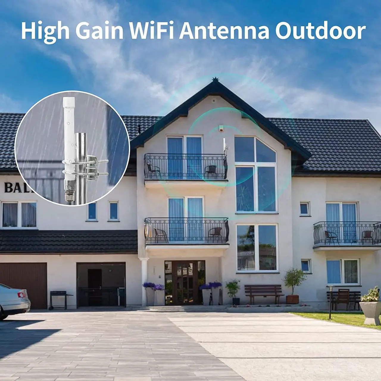 Alt view image 5 of 6 - WiFi Antenna Dual Band 2.4GHz 5GHz 5.8GHz 8dBi RP-SMA SMA Male Outdoor Indoor Antenna with 10ft KMR195 Cable for WiFi Router Hotspot Security IP Camera