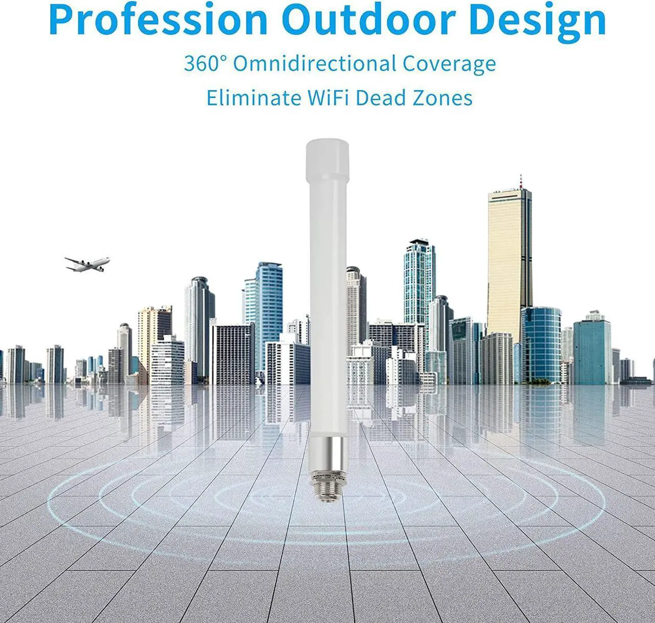 Alt view image 4 of 6 - WiFi Antenna Dual Band 2.4GHz 5GHz 5.8GHz 8dBi RP-SMA SMA Male Outdoor Indoor Antenna with 10ft KMR195 Cable for WiFi Router Hotspot Security IP Camera