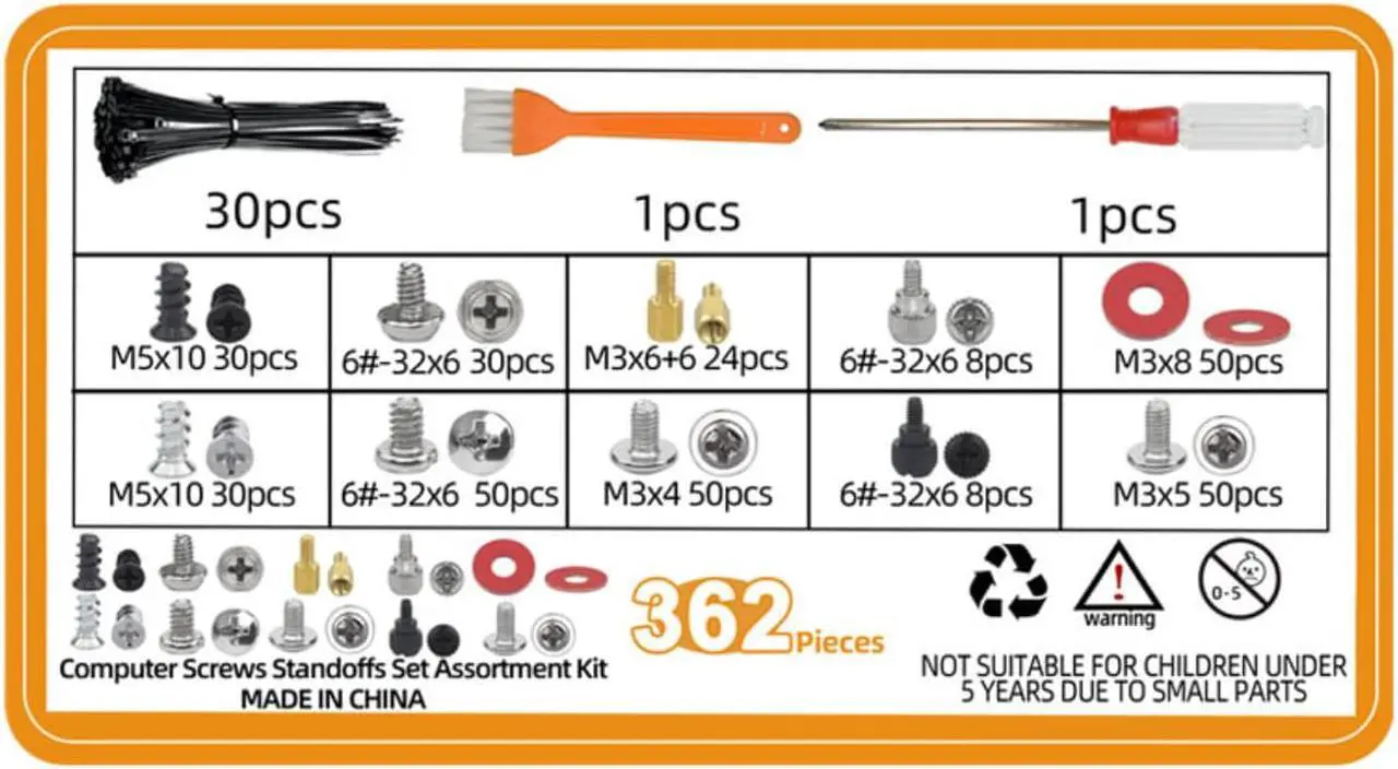 Alt view image 4 of 5 - 362pc Computer Screws Assortment Kit | Motherboard Standoff Risers Screw Set for HDD SSD Hard Drive, Computer Case, Fan, Power Supply, Graphics, CD, Motherboard Screws Kit for DIY & Repair