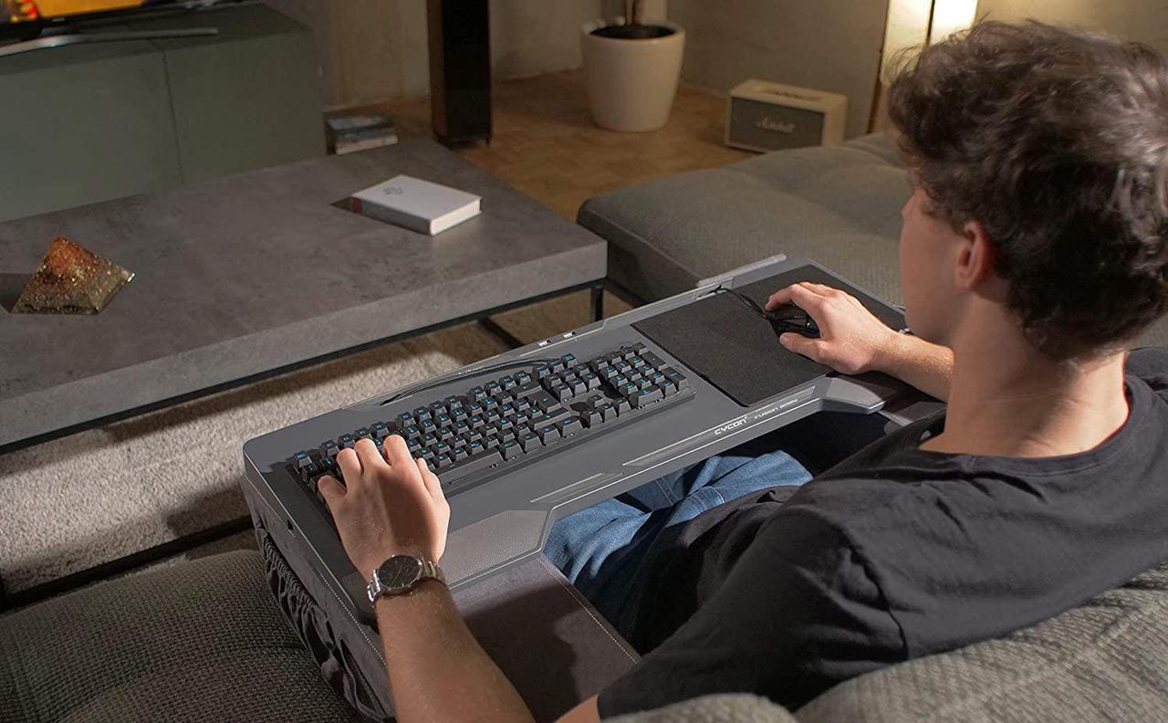 Alt view image 2 of 6 - Couchmaster CYCON² Fusion Grey - Couch Gaming Desk for Mouse & Keyboard (for PC, PS4/5, Xbox One/Series X), Ergonomic lapdesk for Couch & Bed