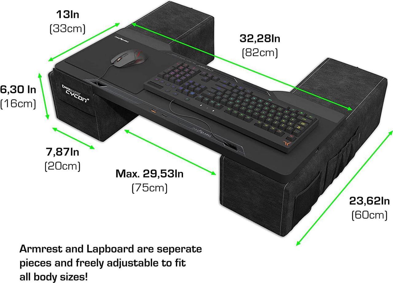 Alt view image 6 of 6 - Couchmaster CYCON² Fusion Grey - Couch Gaming Desk for Mouse & Keyboard (for PC, PS4/5, Xbox One/Series X), Ergonomic lapdesk for Couch & Bed