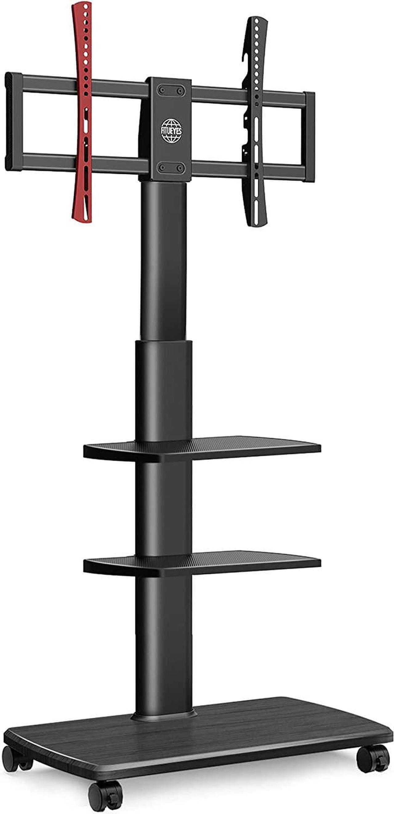 Main image of Rolling TV Stand, Mobile TV Cart on Wheels for 32 - 65 70 Inch Flat Screen TVs, Tall TV Floor Stand with Swivel Mount, Corner TV Stands for Bedroom, Outdoor, Home Office, Small Dorm, Black