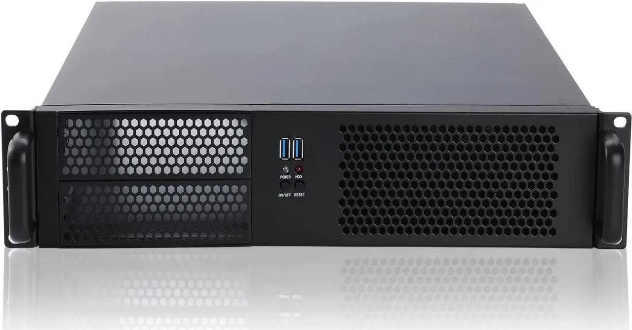 Alt view image 2 of 6 - 2U Micro ATX Compact Rackmount 2 x 5.25 Chassis Support ATX PS2 PSU with Side 80mm Fan