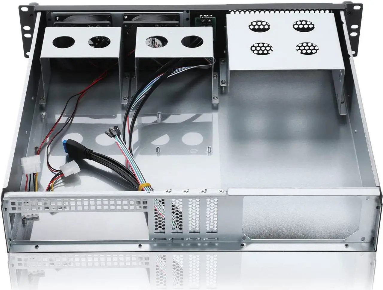 Alt view image 4 of 6 - 2U Micro ATX Compact Rackmount 2 x 5.25 Chassis Support ATX PS2 PSU with Side 80mm Fan