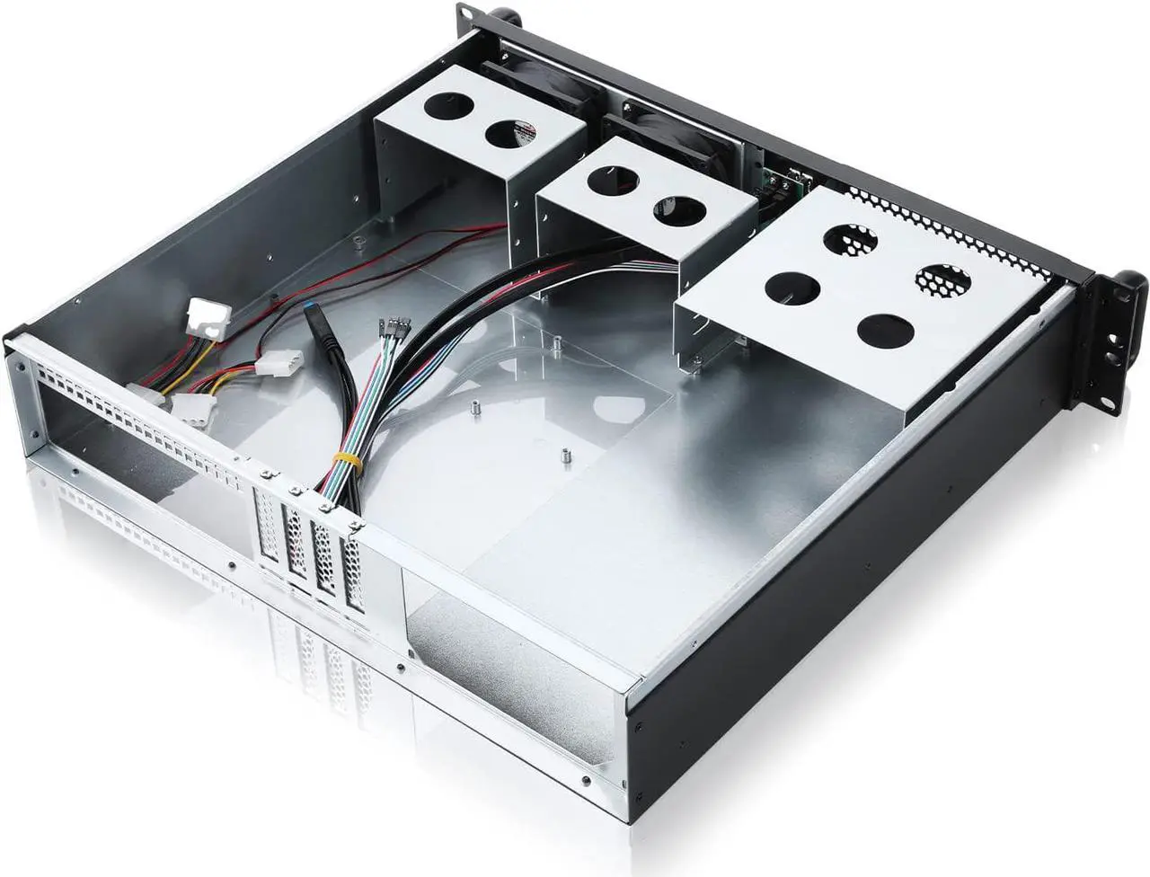 Alt view image 5 of 6 - 2U Micro ATX Compact Rackmount 2 x 5.25 Chassis Support ATX PS2 PSU with Side 80mm Fan