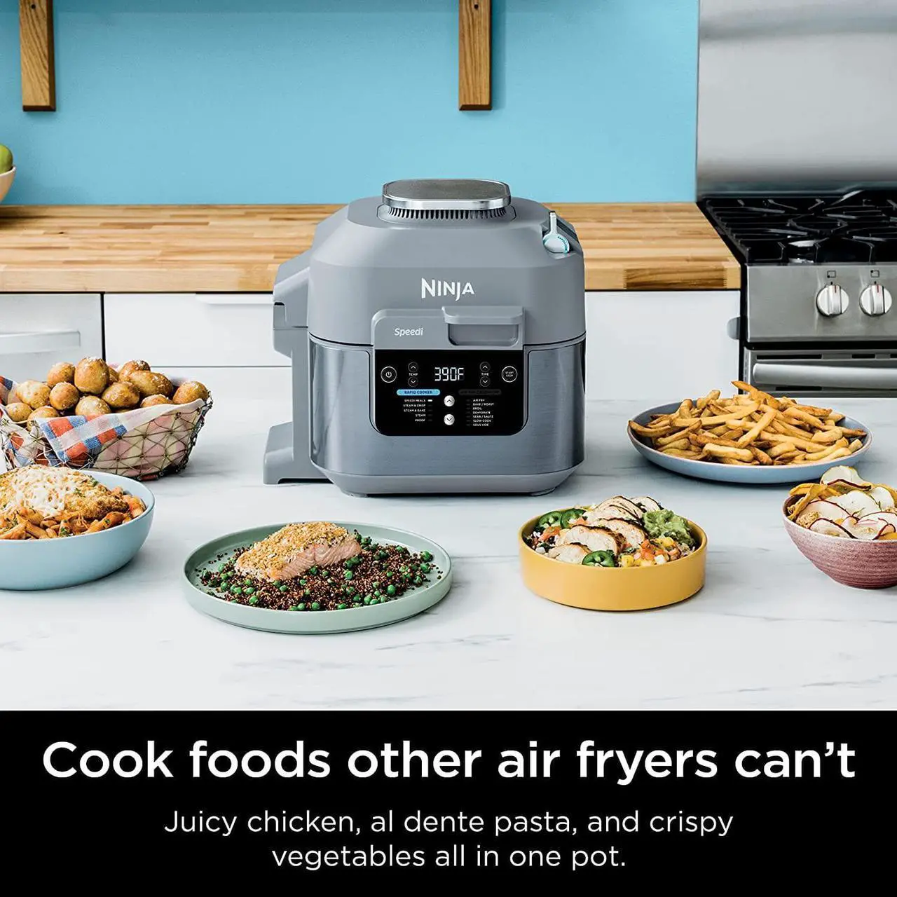 Alt view image 4 of 7 - Ninja Speedi Rapid Cooker & Air Fryer, 6-Quart Capacity, 12-in-1 Functions to Steam, Bake, Roast, Sear, Sauté, Slow Cook, Sous Vide & More, 15-Minute Speedi Meals All In One Pot, Sea Salt Gray