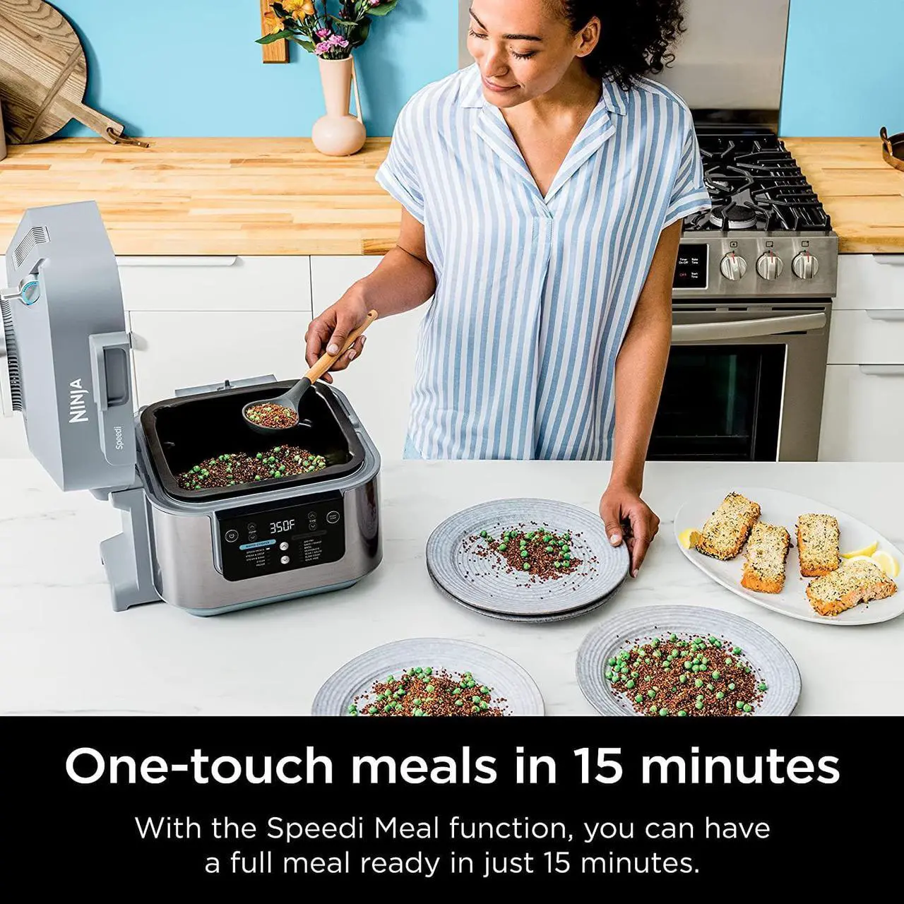 Alt view image 3 of 7 - Ninja Speedi Rapid Cooker & Air Fryer, 6-Quart Capacity, 12-in-1 Functions to Steam, Bake, Roast, Sear, Sauté, Slow Cook, Sous Vide & More, 15-Minute Speedi Meals All In One Pot, Sea Salt Gray