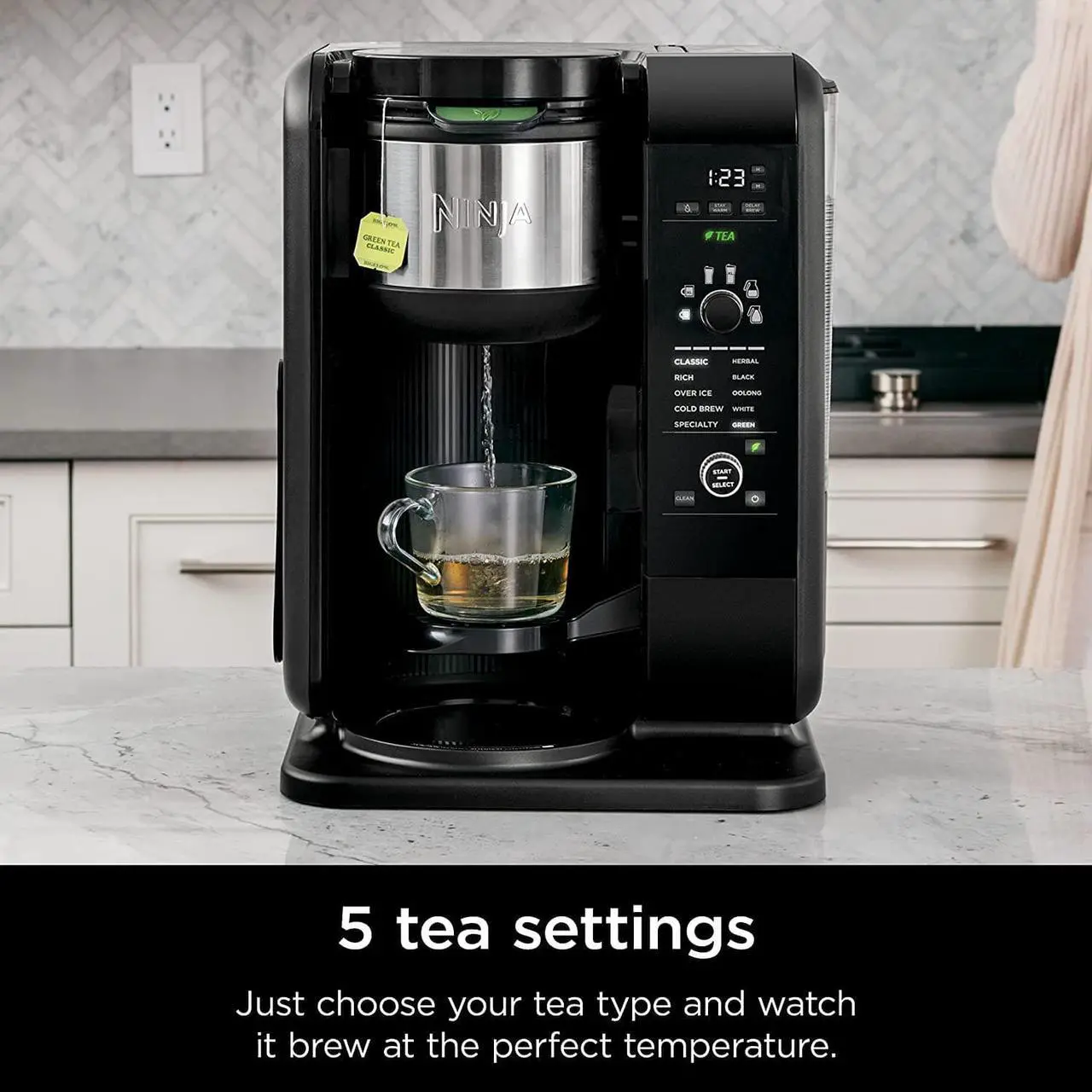 Alt view image 4 of 7 - Ninja Hot and Cold Brewed System, Tea & Coffee Maker, with Auto-iQ, 6 Sizes, 5 Styles, 5 Tea Settings, 50 oz Thermal Carafe, Frother, Coffee & Tea Baskets, Dishwasher Safe Parts, Black
