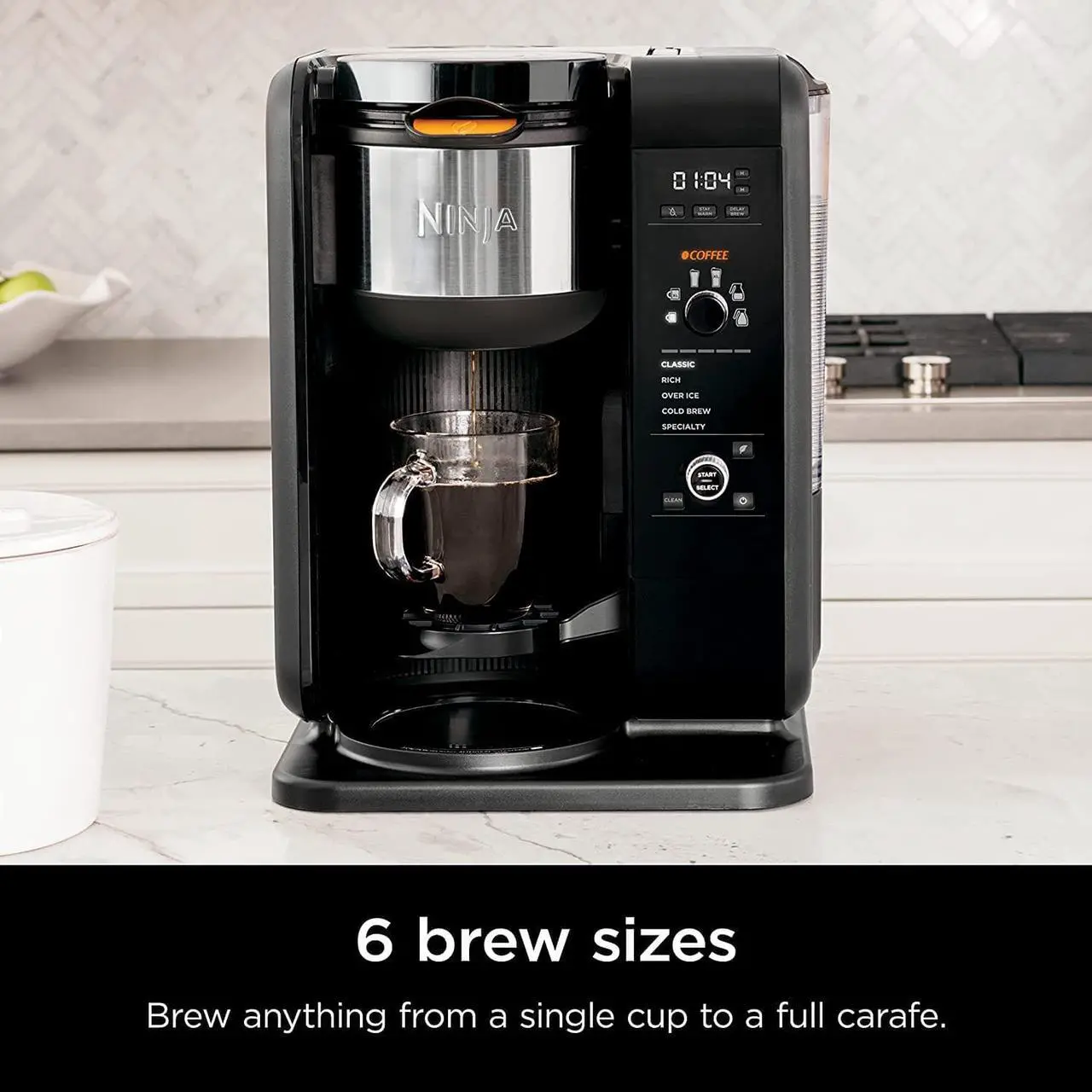 Alt view image 3 of 7 - Ninja Hot and Cold Brewed System, Tea & Coffee Maker, with Auto-iQ, 6 Sizes, 5 Styles, 5 Tea Settings, 50 oz Thermal Carafe, Frother, Coffee & Tea Baskets, Dishwasher Safe Parts, Black