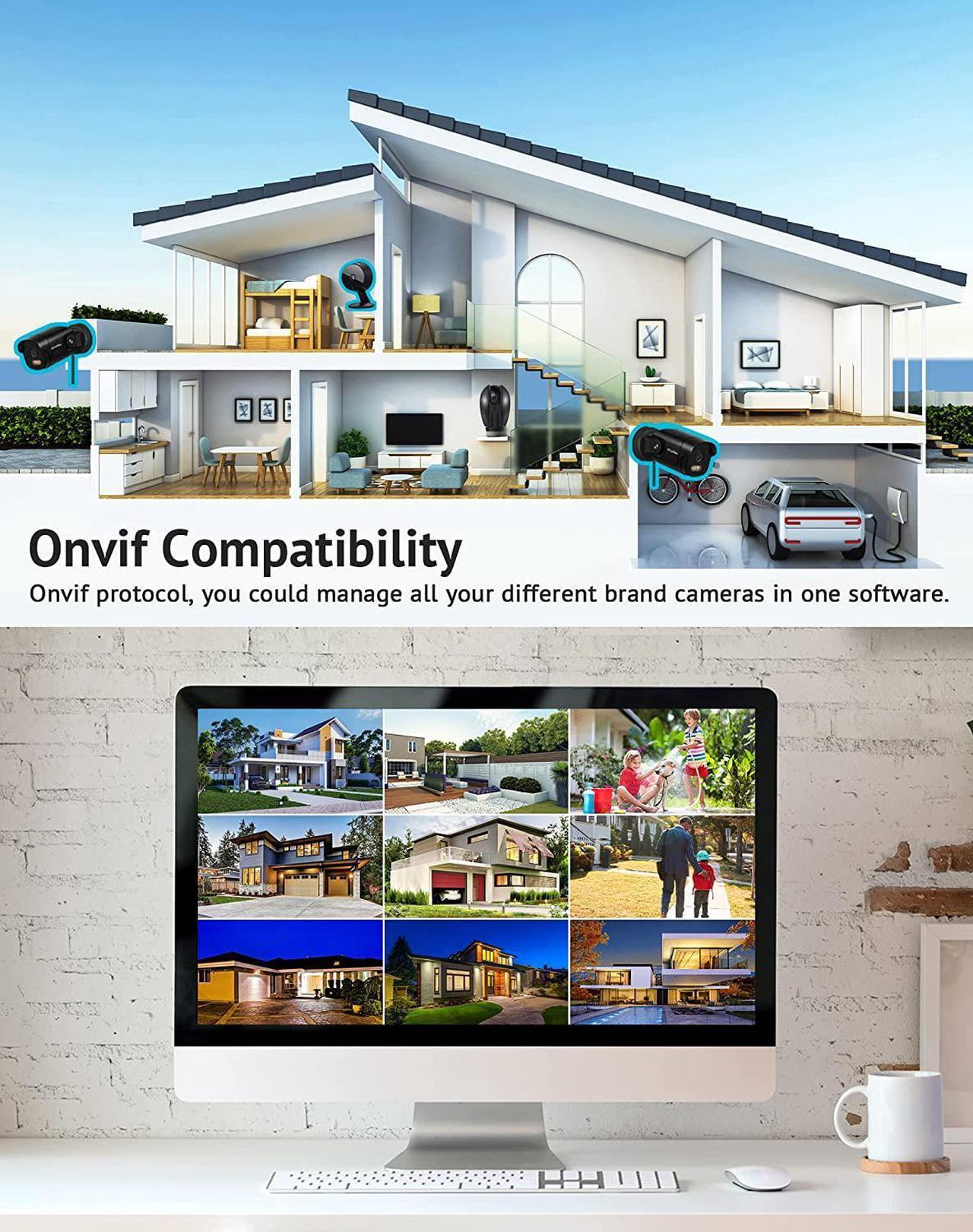 Alt view image 7 of 7 - 2K Security Camera Outdoor with Color Night Vision,3MP Wired Cameras for Home Security,IP65 Waterproof Camera, 24/7 Live Video,2 Way Audio,Cloud Storage/SD Slot, 4pcs