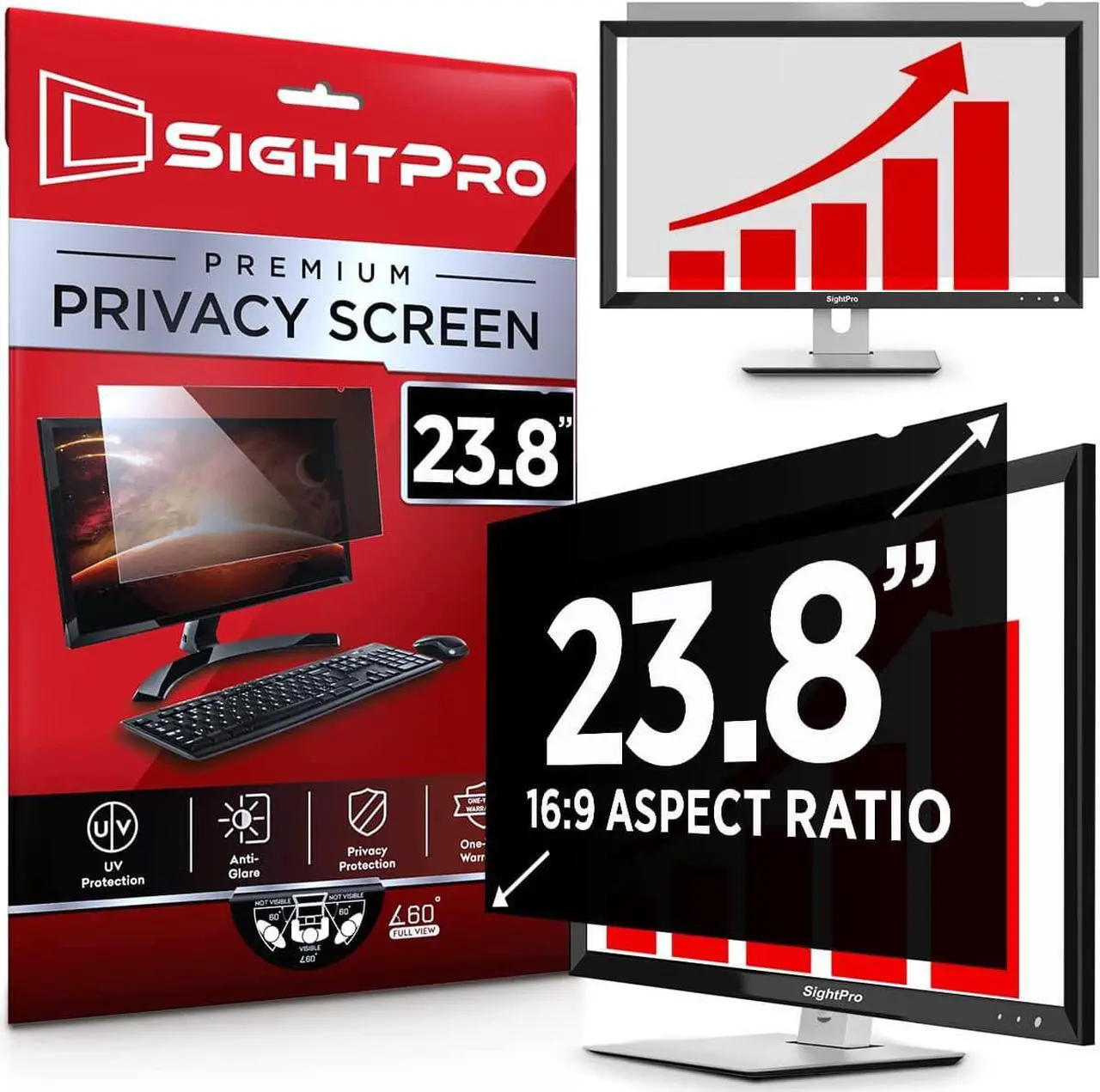 Alt view image 2 of 7 - 23.8 Inch Computer Privacy Screen Filter for 16:9 Widescreen Monitor - Privacy Shield and Anti-Glare Protector