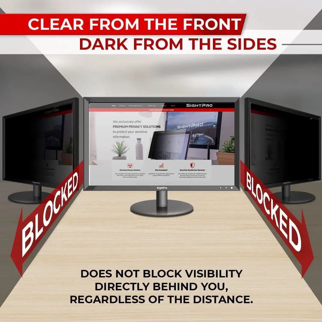 Alt view image 7 of 7 - 23.8 Inch Computer Privacy Screen Filter for 16:9 Widescreen Monitor - Privacy Shield and Anti-Glare Protector